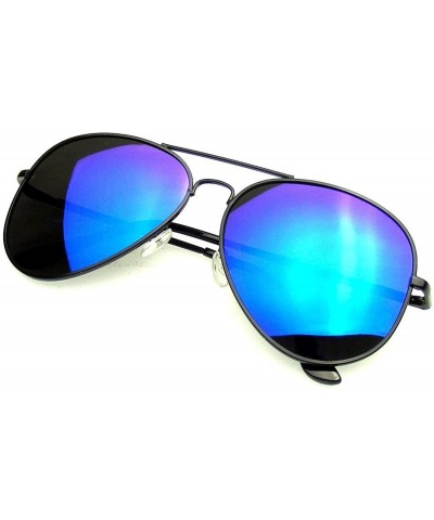 Aviator Thin Plastic Frame Mirror Blue Violet Lens Polarized Aviator Sunglasses - Polarized Lens - Gold Red - CQ18E87R37R $14.59