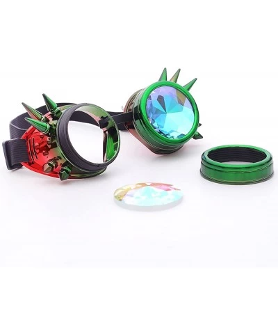 Goggle Spiked Goggles with Steampunk Kaleidoscope Lenses Rave Cosplay Colorful - Green Red - CF18HLTUNC7 $23.02