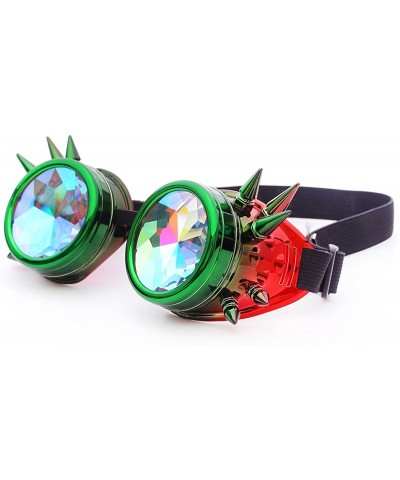 Goggle Spiked Goggles with Steampunk Kaleidoscope Lenses Rave Cosplay Colorful - Green Red - CF18HLTUNC7 $9.21