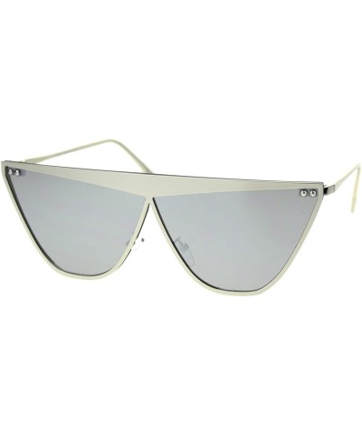 Cat Eye Womens Metal Rim Flat Top Cat Eye Retro Goth Sunglasses - Silver Silver Mirror - CS18TYK686T $25.89