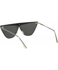 Cat Eye Womens Metal Rim Flat Top Cat Eye Retro Goth Sunglasses - Silver Silver Mirror - CS18TYK686T $13.48