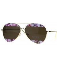 Aviator Womens Flower Crop Blind Pilots Metal Rim Fashion Sunglasses - Brown - CP1885LCI35 $10.24