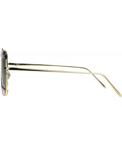 Aviator Womens Flower Crop Blind Pilots Metal Rim Fashion Sunglasses - Brown - CP1885LCI35 $10.24