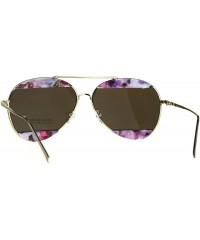 Aviator Womens Flower Crop Blind Pilots Metal Rim Fashion Sunglasses - Brown - CP1885LCI35 $10.24