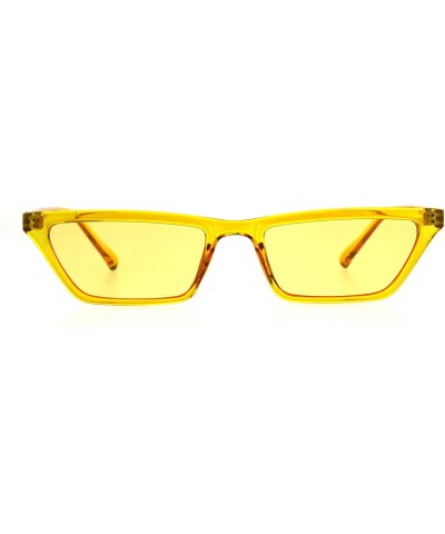 Rectangular Womens Retro Vintage Narrow Cat Eye Plastic Gothic Sunglasses - All Yellow - CA18CC76XLR $11.95