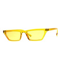 Rectangular Womens Retro Vintage Narrow Cat Eye Plastic Gothic Sunglasses - All Yellow - CA18CC76XLR $11.95