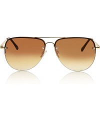 Sport Aviator Sunglasses For Women And Men Big Half Rimmed Glasses UV400 - 1 Copper Frame - Gradient Brown Lens - CH18EG0Q0HA...