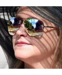 Sport Aviator Sunglasses For Women And Men Big Half Rimmed Glasses UV400 - 1 Copper Frame - Gradient Brown Lens - CH18EG0Q0HA...