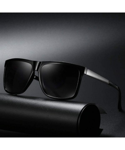 Goggle Men Women Classic Polarized Sunglasses Driving Square Frame Sun Glasses Male Goggle UV400 - Black Blue - CQ199OKG6SK $...