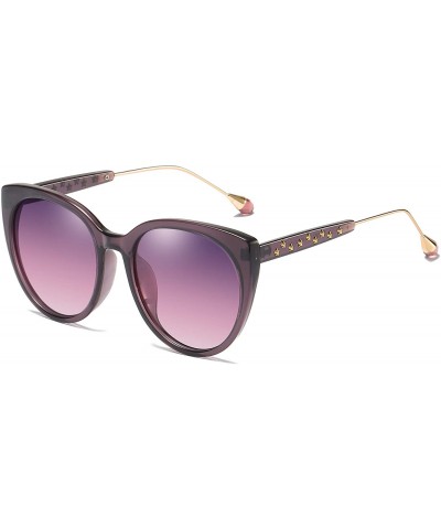 Cat Eye Oversized Cat Eye Women's Sunglasses Polarized Fashion Stars Metal Frame Vintage Eyewear - Purple - C518OXGY76T $11.42