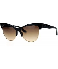 Butterfly Oversized Cateye Butterfly Sunglasses Womens Designer Fashion Shades - Black (Brown) - CH187S8UGXT $14.17