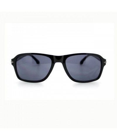 Rectangular Mens Stylish Casual Fashion Soft Rectangular Frame Sunglasses - Black - C211XMGEFLB $9.58