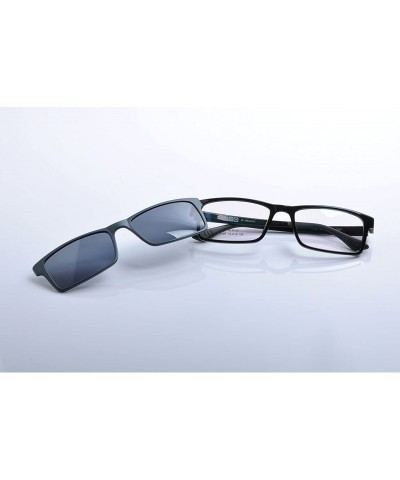 Rectangular Optical Eyeglasses Frames With Magnetic Polarized Sunglasses Clips - C001 - C312IMP9K93 $20.72