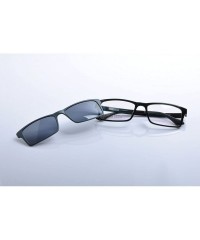Rectangular Optical Eyeglasses Frames With Magnetic Polarized Sunglasses Clips - C001 - C312IMP9K93 $20.72
