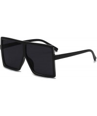 Aviator Square Oversized Sunglasses for Women Men Flat Top Fashion Shades - Black Frame/Gray Lens - CK18CLQ0S3G $9.61