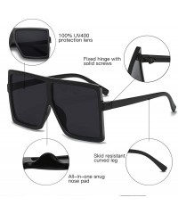 Aviator Square Oversized Sunglasses for Women Men Flat Top Fashion Shades - Black Frame/Gray Lens - CK18CLQ0S3G $9.61