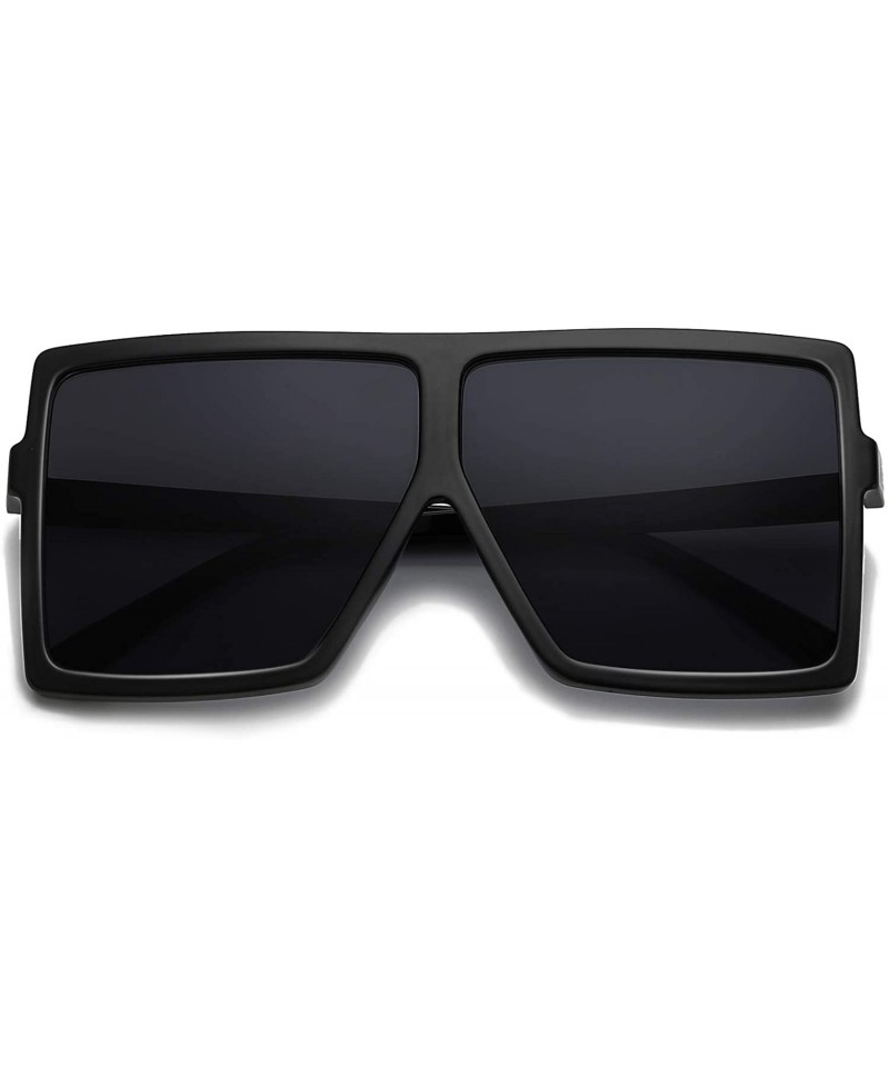 Square Oversized Sunglasses For Women Men Fashion Flat Top Big Frame  Shadesblack Frame/black Lens