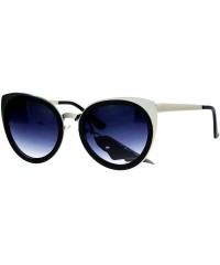 Cat Eye Mirrored Mirror Lens Double Rim Metal Cat Eye Sunglasses - Silver Smoke - CF12IGSR2W3 $10.50