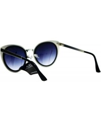 Cat Eye Mirrored Mirror Lens Double Rim Metal Cat Eye Sunglasses - Silver Smoke - CF12IGSR2W3 $10.50