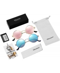 Sport 2-Pack John Lennon Style Round Sunglasses for Men Women Polarized Small Circle Sun Glasses - C0192EDX2NC $21.22