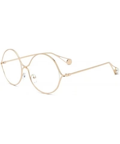 Round 2019 new fashion metal hollow pearl flat mirror large frame round brand designer unisex sunglasses - CT18M3TLCIC $23.42