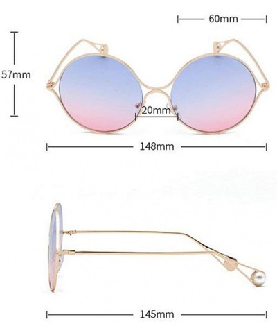 Round 2019 new fashion metal hollow pearl flat mirror large frame round brand designer unisex sunglasses - CT18M3TLCIC $10.27