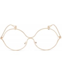 Round 2019 new fashion metal hollow pearl flat mirror large frame round brand designer unisex sunglasses - CT18M3TLCIC $10.27