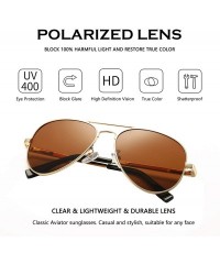 Round Classic Aviator Sunglasses for Men Women Polarized Lens - UV400 - 58mm - A1 Gold Frame/ Brown Lens - CX18O3OL0Y5 $16.72