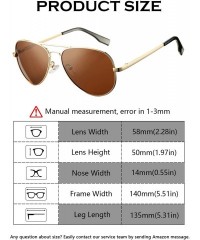 Round Classic Aviator Sunglasses for Men Women Polarized Lens - UV400 - 58mm - A1 Gold Frame/ Brown Lens - CX18O3OL0Y5 $16.72