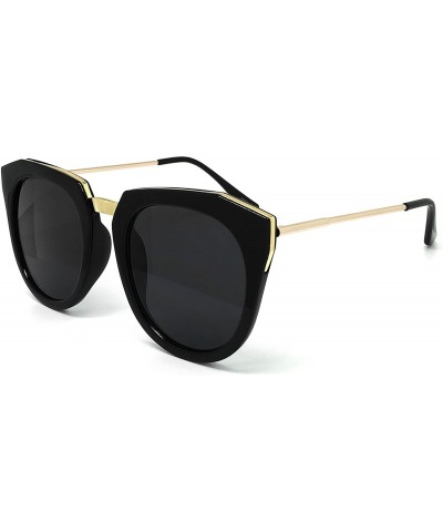 Oversized 7936-1 Premium Oversize Mirrored Sunglasses - Black - CZ18ORRT6Q2 $20.55
