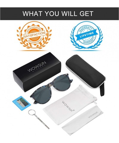 Wayfarer Polarized Sunglasses for Women Vintage Retro Round Mirrored Lens - Grey Blue Leopard Frame Grey Lens - C519COIQTN0 $...
