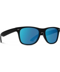 Wayfarer Square Horn Rimmed Soft Matte Frame Mirrored Lens Retro Sunglasses - Black Frame / Mirror Blue Lens - C512ER4T3QD $1...