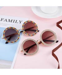 Oversized 2 Pieces Round Oversized Rhinestone Sunglasses Women Retro Crystal Diamond Sunglasses - CK198Q8D72K $33.93