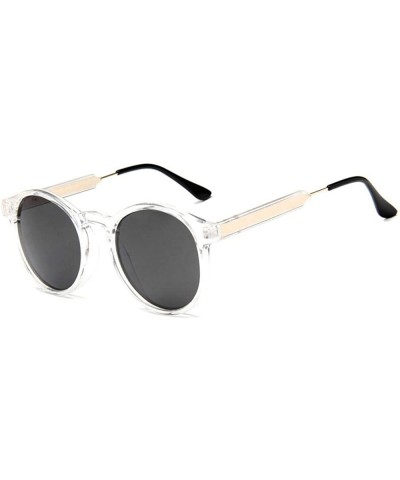 Round Retro Round Sunglasses Women Men Brand Design Transparent Female Sun Glasses 1 - 3 - C318XE0UUIT $8.83