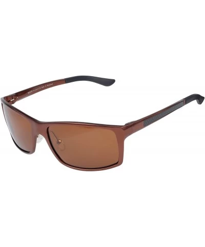 Sport Men's Driving Sunglasses Polarized Glasses Sports Eyewear Fishing Golf Goggles 8202 - Brown Frame Brown Lens - CF18983N...