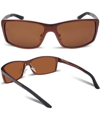 Sport Men's Driving Sunglasses Polarized Glasses Sports Eyewear Fishing Golf Goggles 8202 - Brown Frame Brown Lens - CF18983N...