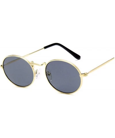 Oversized Retro Oval Sunglasses Women Luxury Vintage Small Black Red Yellow Shades Sun Glasses Oculos UV400 - Goldgray - CE19...