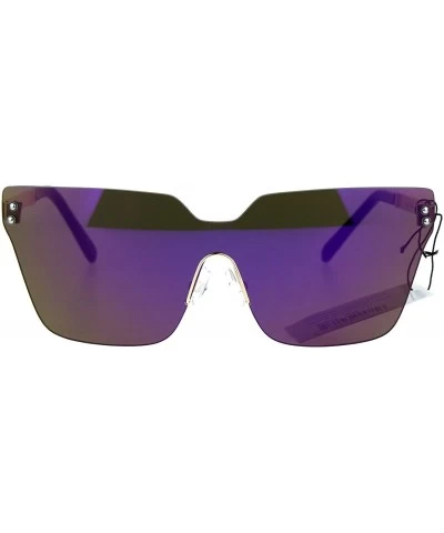 Rimless Rimless Square Frame Sunglasses Womens Designer Style Shades UV 400 - Gold (Purple Mirror) - C71880K2960 $20.22