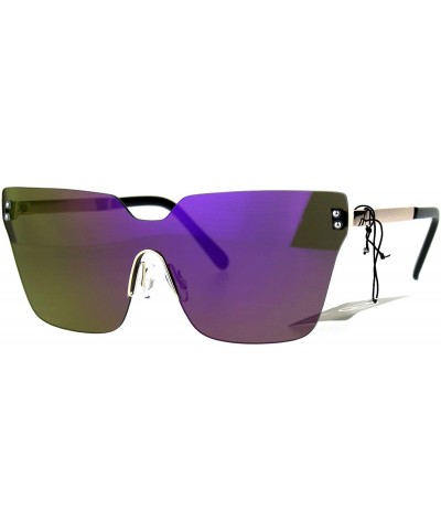 Rimless Rimless Square Frame Sunglasses Womens Designer Style Shades UV 400 - Gold (Purple Mirror) - C71880K2960 $11.86