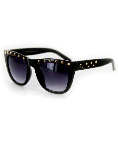 Wayfarer Stage One" Vintage-Inspired Wayfarer Sunglasses (Black/Gold w/Smoke) - CO11GRKOXAB $24.60