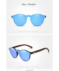 Round Genuine polarized sunglasses handmade round fashion Full Lens UV400 Rosewood - Blue - CR18ZZKZXHK $19.00