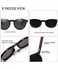 Round Genuine polarized sunglasses handmade round fashion Full Lens UV400 Rosewood - Blue - CR18ZZKZXHK $19.00