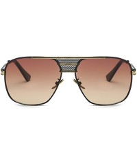 Square Retro Oversized Pilot Sunglasses For Men Women Unisex Metal Frame - Brown - CI185U6YSKM $16.60