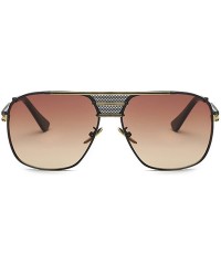 Square Retro Oversized Pilot Sunglasses For Men Women Unisex Metal Frame - Brown - CI185U6YSKM $16.60