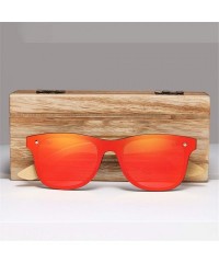 Square Siamese Lens Sunglasses Men Bamboo Women Goggles Red Mirror Sun Glasses Shades - Red Bamboo - CR194OKGC9M $24.13