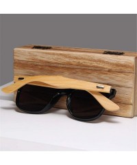 Square Siamese Lens Sunglasses Men Bamboo Women Goggles Red Mirror Sun Glasses Shades - Red Bamboo - CR194OKGC9M $24.13