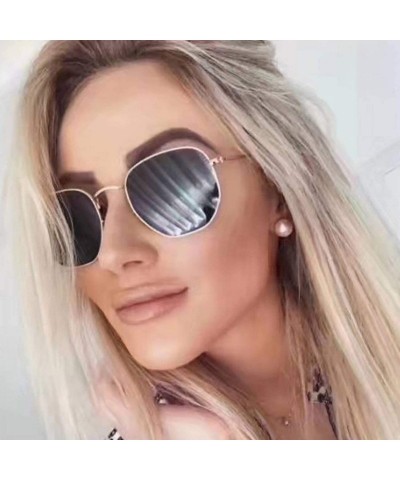 Semi-rimless Vintage Polygon Sunglasses Women Men Metal Frame Sun Glasses Ladies UV400 Luxury Polygonal Sunglass Male - CU198...