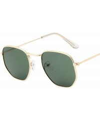 Semi-rimless Vintage Polygon Sunglasses Women Men Metal Frame Sun Glasses Ladies UV400 Luxury Polygonal Sunglass Male - CU198...