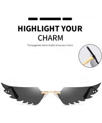 Rimless UV Protection Sunglasses for Women Men Rimless frame Cat-Eye Shaped Plastic Lens Metal Frame Sunglass - Black - C0190...