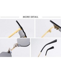 Rimless UV Protection Sunglasses for Women Men Rimless frame Cat-Eye Shaped Plastic Lens Metal Frame Sunglass - Black - C0190...